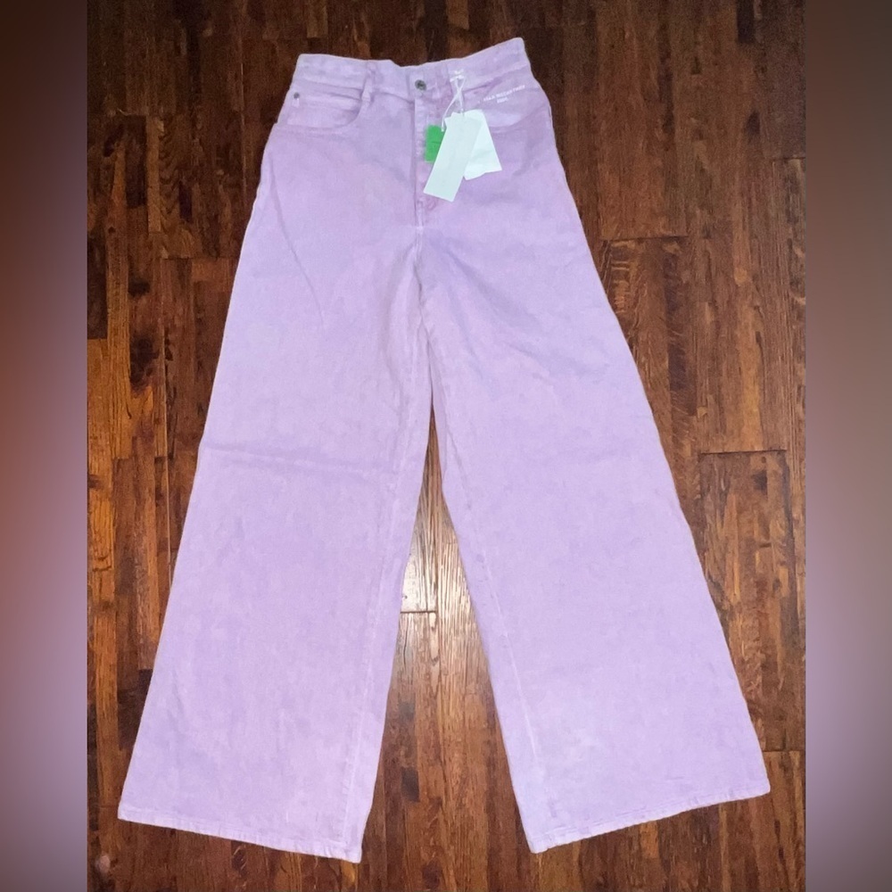STELLA MCCARTNEY Purple Recycrom Wide Leg Jeans in Lilac Purple Size 25 - Picture 5 of 12
